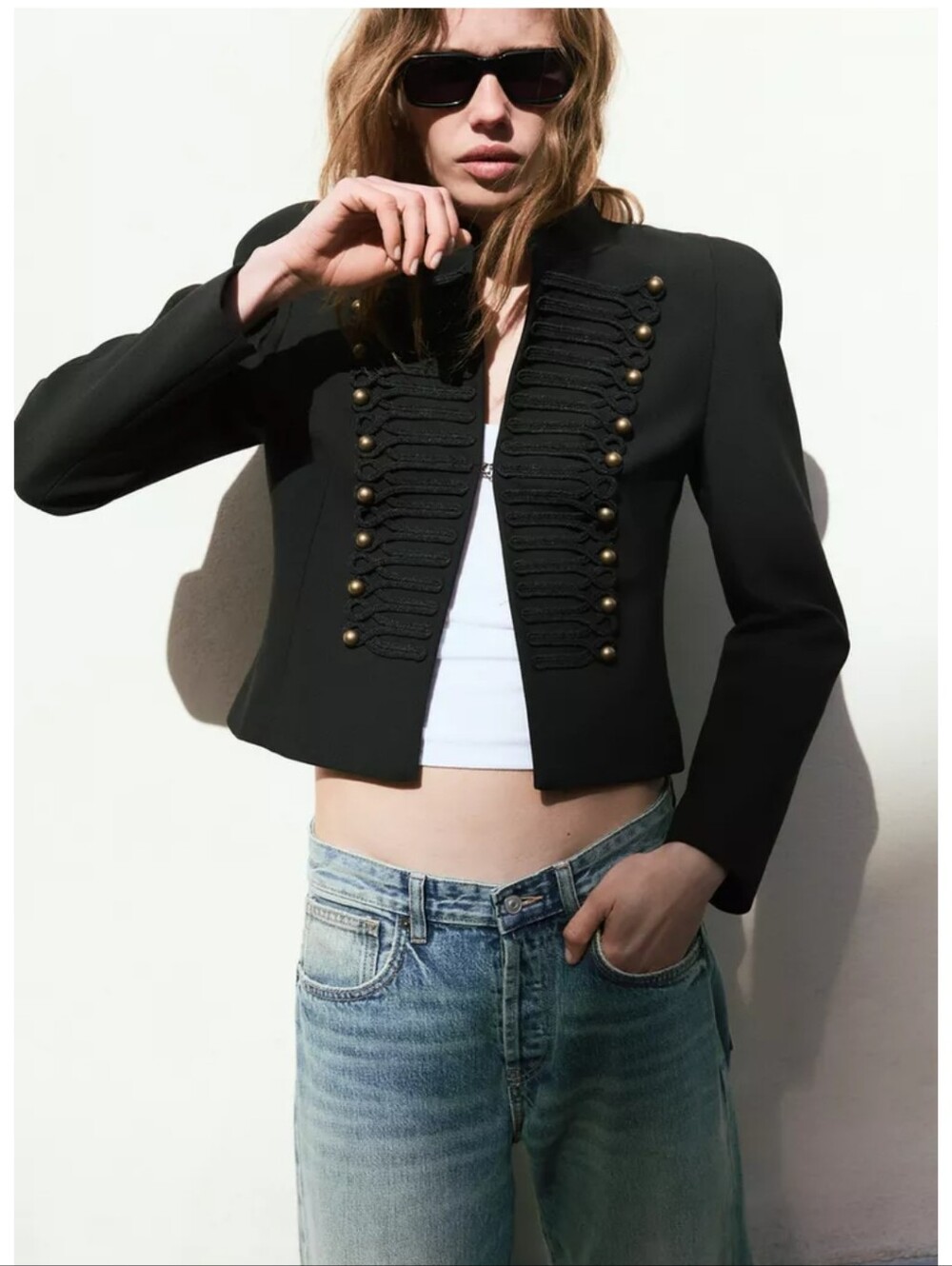 Zara Fitted Napoleon Blazer with Shoulder Pads